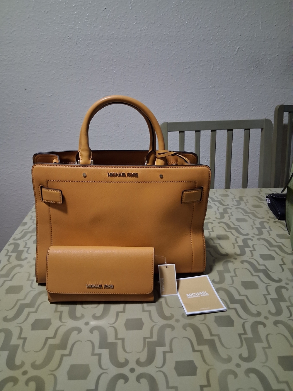 Michael Kors Pebbled Leather Tote in Mustard